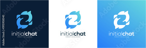 Modern Letter Z initial with Chat Bubble Logo Design Template. Abstract Tech Communication and Consulting vector icon concept.