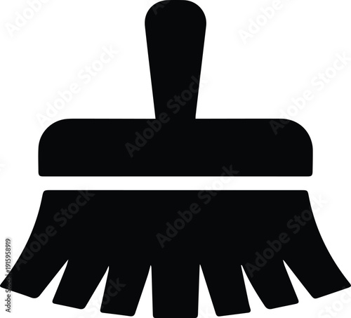 Black Silhouette Icon of a Brush or Broom Head cleaning tool