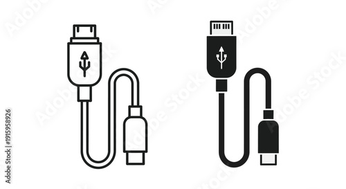Two usb cables with different connectors on a for connecting devices