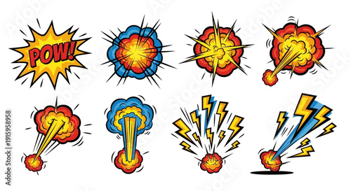 Explosion Comic Book Style Effects, Pow Sound Effect, Comic Book Art