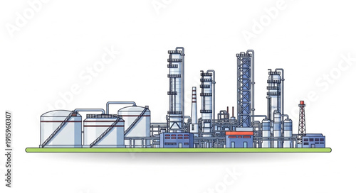 Modern Industrial Chemical Plant Facility with Storage Tanks.