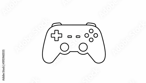 Video Game Controller Icon, Minimalist Outline of a Gamepad for Digital Entertainment and Gaming