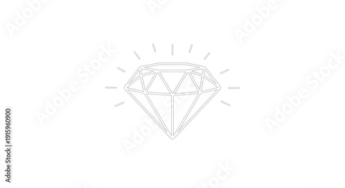 Sparkling Diamond Icon, Gemstone Outline, Luxury Jewel Symbol, Minimalist Design
