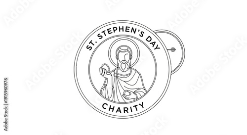 St. Stephen's Day Charity Badge Emblem with Saint Holding Stone