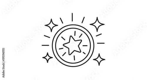 Shining Star Coin Icon, Success, Achievement, Award, Victory, Reward, Goal, Milestone