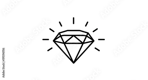 Shimmering Diamond Icon, Sparkling Gemstone, Luxury Jewelry Symbol, Vector Illustration