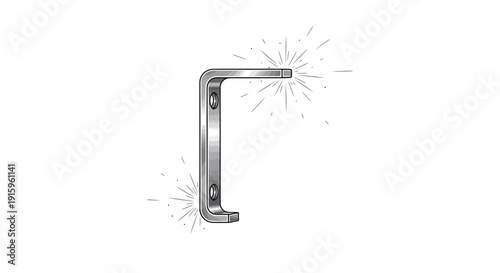 Shiny Metal L-Bracket with Rivets and Sparkles - Industrial Hardware Detail