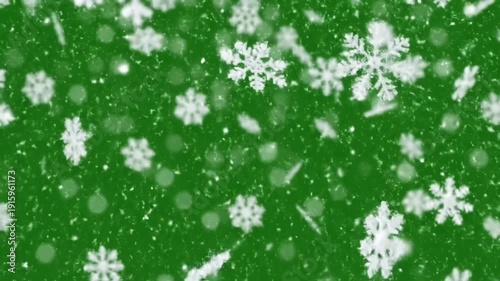 Green Screen christmas snow winter holiday alpha channel scene 4 with distortion, overlay, glitch, static noise, scan lines on black background, 4k animated video loop