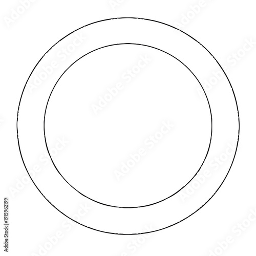 Simple double ring outline design centered perfectly on a clean white background for.