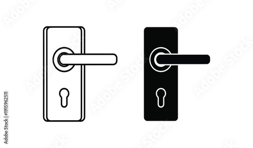 Door handles with and without outline on for design and architecture