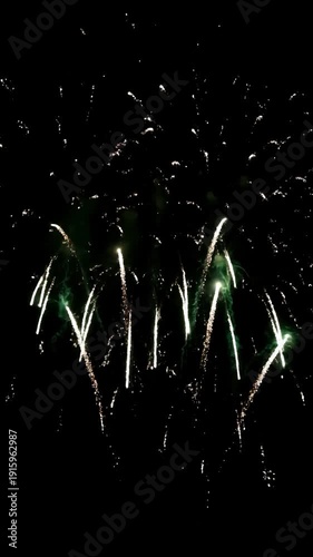 Green Screen fireworks holiday background chromakey scene 4 with distortion, overlay, glitch, static noise, scan lines on black background, 4k animated video loop