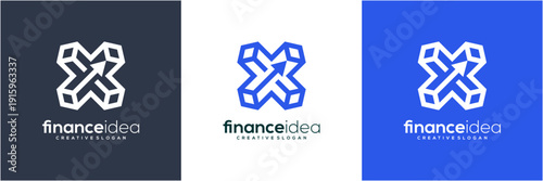 Modern letter X initial with rise arrow financial business logo template. Abstract vector icon symbol. 