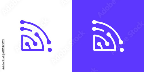 Dual meaning logo combining network signal and tech connection elements, symbolizing connectivity, digital communication, innovation, and seamless technological integration.