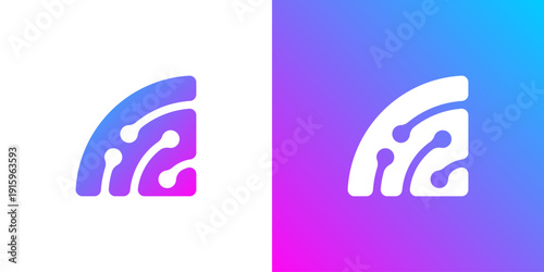 Dual meaning logo combining network signal and technology elements, symbolizing strong connectivity, digital innovation, smart systems, and advanced communication solutions.