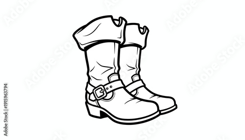 Pirate Boots, Buccaneer Footwear, Swashbuckler Leather Boots, Cartoon Style