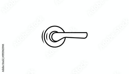 Modern Lever Door Handle Icon, Minimalist Line Art, Isolated on White Background