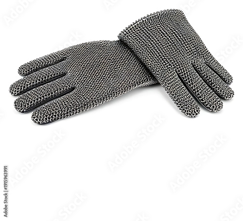 Protective chainmail butcher glove, detailed metal mesh texture