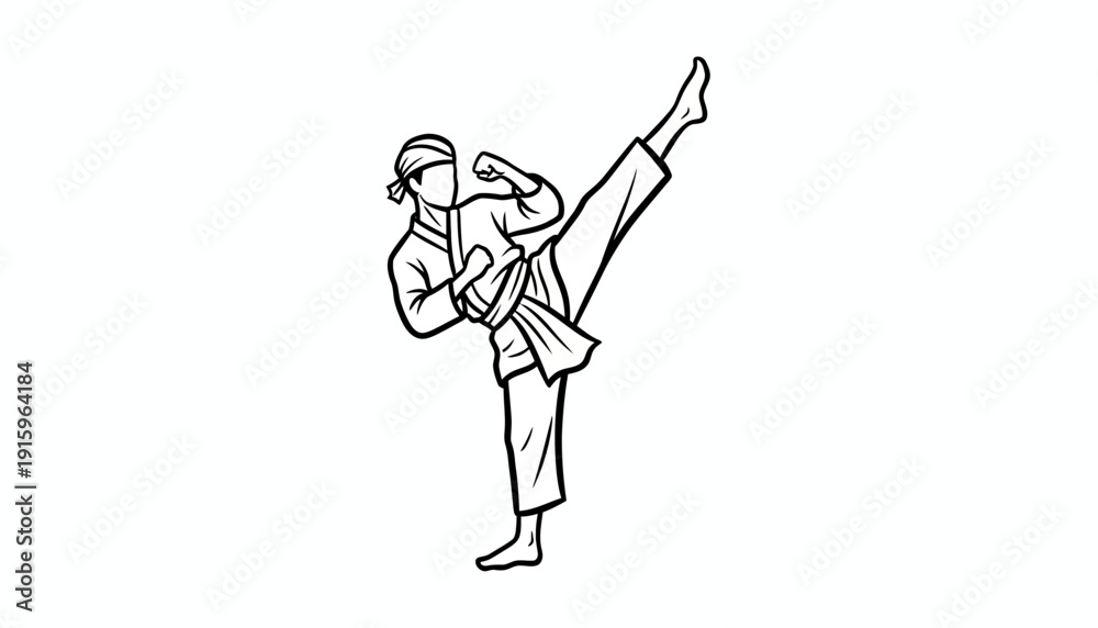 Fototapeta premium Martial Arts Silhouette: Dynamic Kick Pose of a Fighter in Action