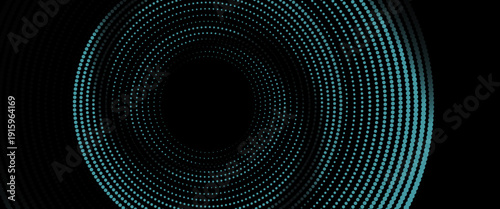 3D blue techno background. Big data visualization on dark space with dotted lines shape effect decoration. Modern graphic design element dots circle style concept for flyer, card, or brochure cover