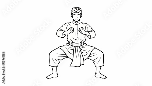 Martial Arts Warrior in Traditional Attire, Ready for Combat