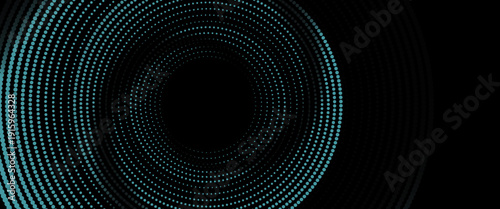 3D blue techno background. Big data visualization on dark space with dotted lines shape effect decoration. Modern graphic design element dots circle style concept for flyer, card, or brochure cover
