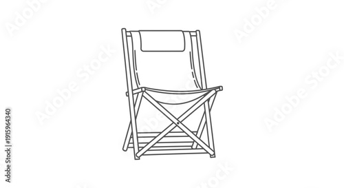 Minimalist Folding Chair Line Art Icon, Portable Outdoor Furniture, Vector Sketch