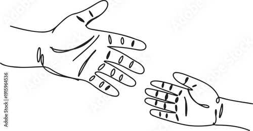 Helping Hands Line Art Minimal Vector Symbol of Compassion and Unity