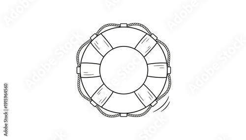 Lifebuoy Ring with Rope, Safety Equipment, Nautical, Rescue, Ocean, Water