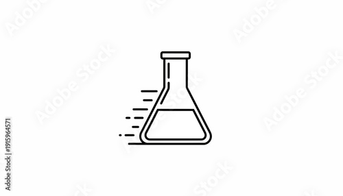 Laboratory Flask with Bubbles, Science Experiment Icon, Chemical Research Symbol