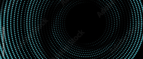 3D blue techno background. Big data visualization on dark space with dotted lines shape effect decoration. Modern graphic design element dots circle style concept for flyer, card, or brochure cover