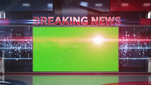 Green Screen breaking news 4k background animation with for footage modern concept backdrop scene 4 distortion, overlay, glitch, static noise, scan lines on black background, animated video loop
