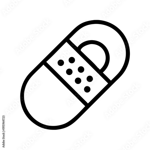 Adhesive Bandage Icon - First Aid Plaster and Wound Care Outline Vector