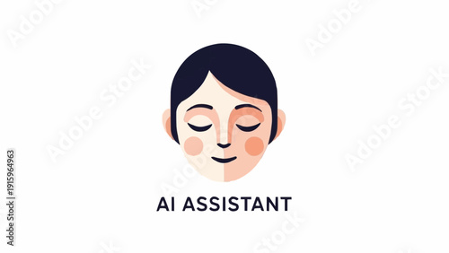 Smiling woman face with closed eyes.