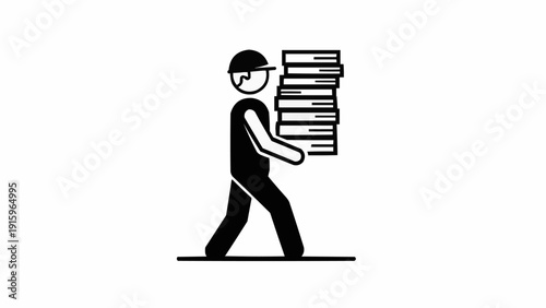 Man carrying a stack of papers.