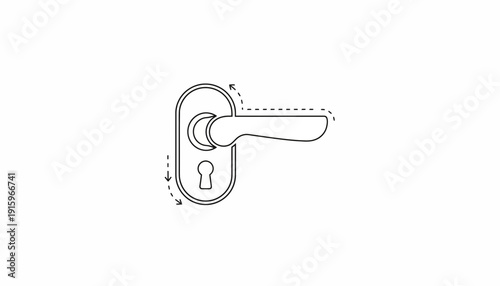 Door Handle Mechanism Icon: Lever Movement and Keyhole Detail