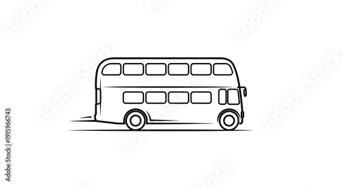 Double Decker Bus Line Art Icon, Transport Symbol, Vector Illustration