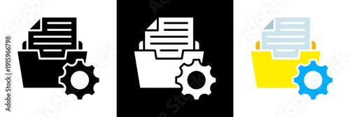 Record Management Icon Set Glyph vector Illustration 