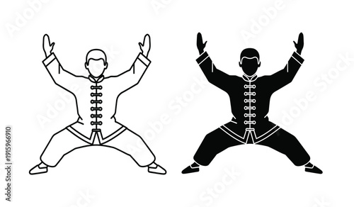 Vector illustration of two martial arts practitioners in dynamic poses
