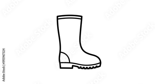 Black Outline Icon of a Tall Rain Boot or Wellington Boot