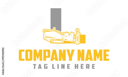Letter L Fiber Optic underground horizontal drilling laying machine logo design 
