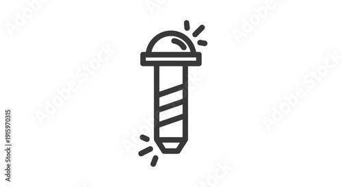 Barber Pole Icon, Red and White Stripes, Circular Top, Isolated on White Background