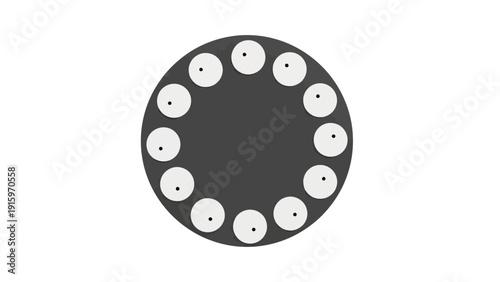 Circle with small white circles.