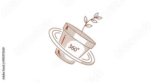 360 Degree Rotation Plant Pot with Sprout, Growing Concept, Eco-friendly, Sustainable Growth