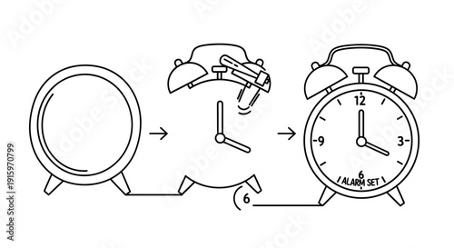 Alarm Clock Evolution: From Blank Outline to Functional Timepiece