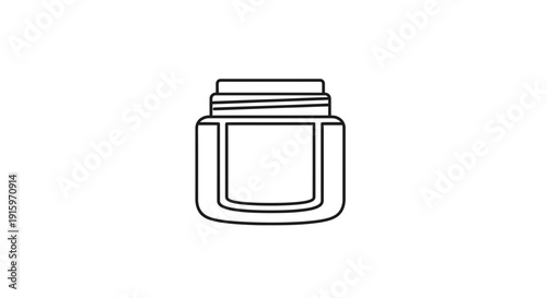 Empty cosmetic jar icon, simple outline drawing, beauty product container symbol