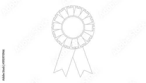 Award Ribbon Rosette Outline Vector Illustration