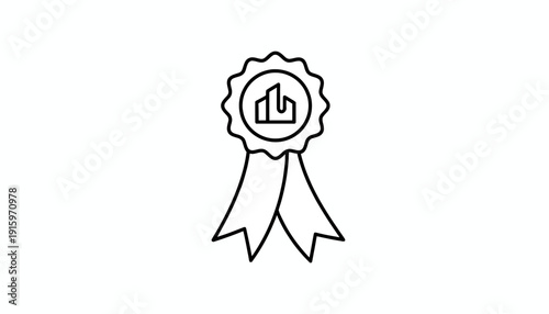 Award Ribbon with Building Icon, Symbolizing Real Estate Excellence and Achievement