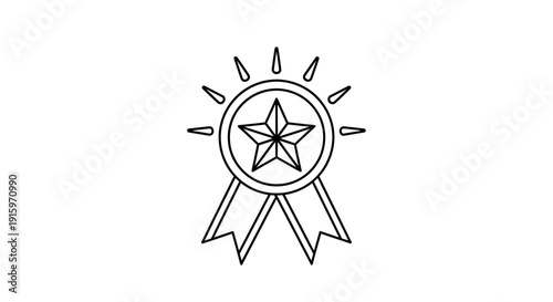 Award Ribbon with Star Icon - Vector Illustration for Achievement and Recognition