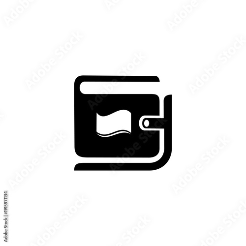 Vector icon of wallet with dollars on white background.