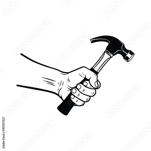 A hand gripping a hammer